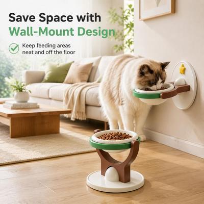Floor Standing Pet Feeder Bowl Space-saving Wall-Mounted Pet Bowl New 2 IN 1 Pet Bowl  Indoor Use