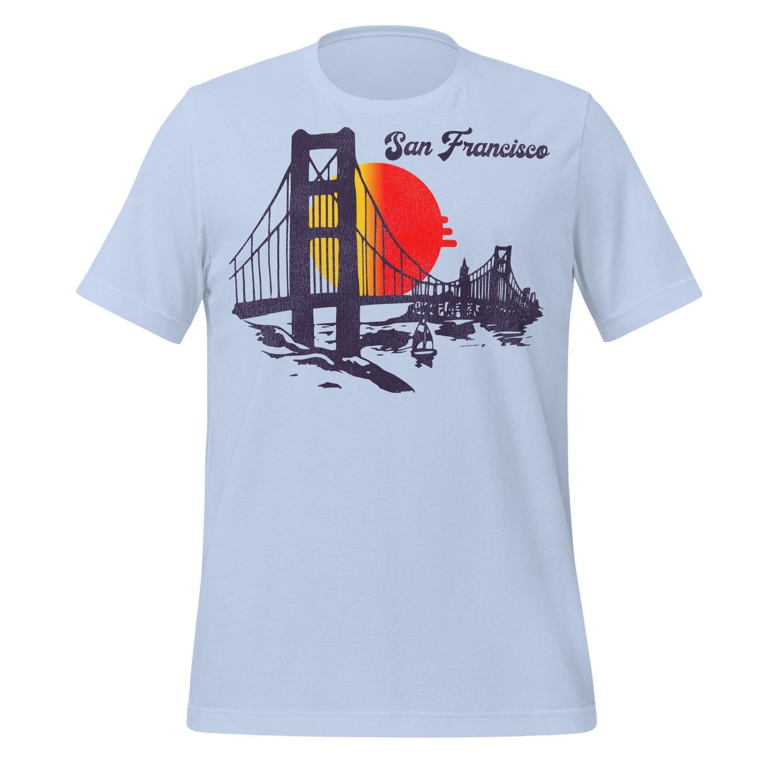 Retro San Francisco T-Shirt, Golden Gate Bridge (Unisex Cotton Tee) L