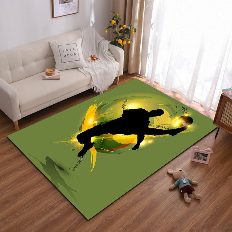 

Green Soccer Carpet with Silhouette Kick and Abstract Yellow Design Suitable for use as an anti-slip for living room bedroom sofas 40x60cm( 15x23in )