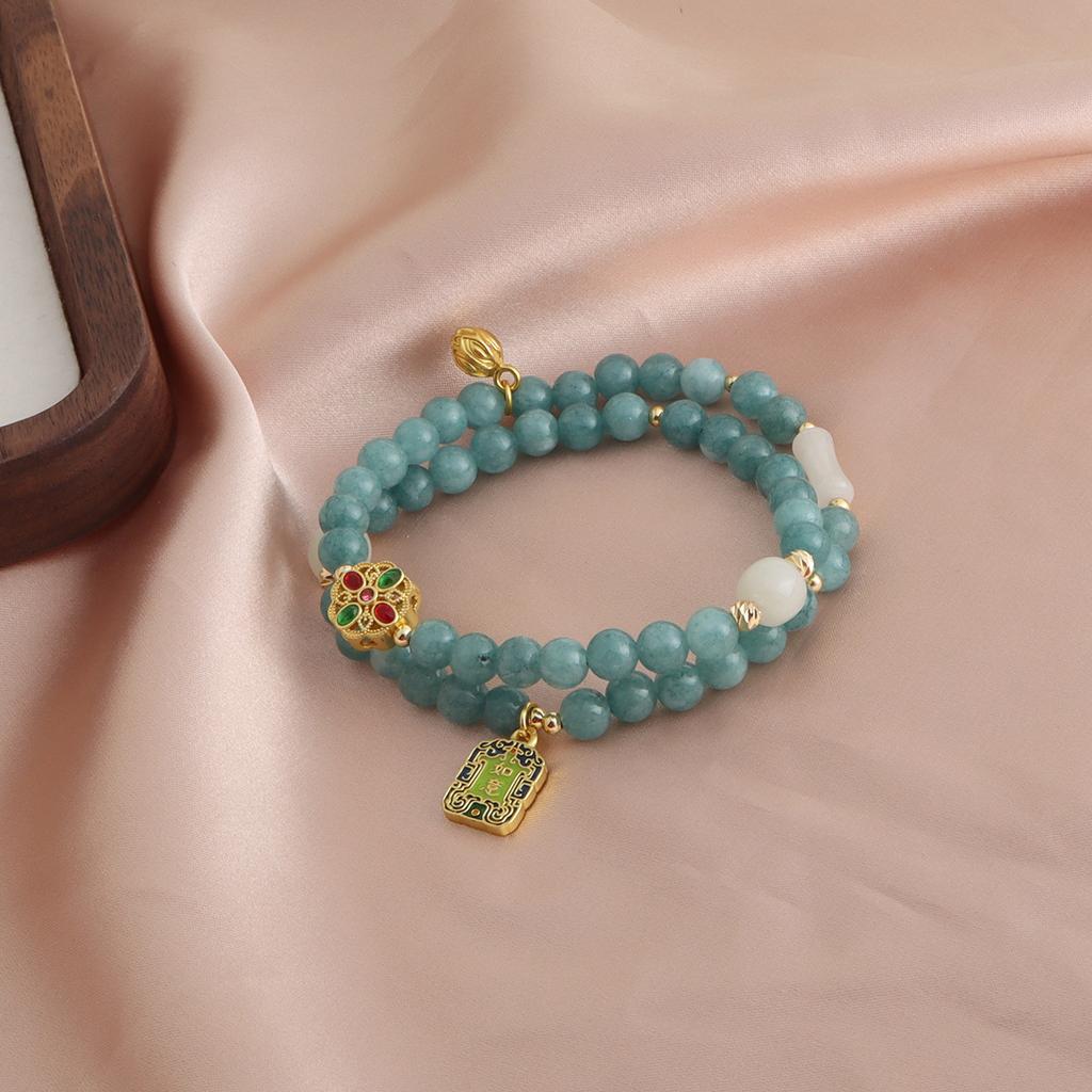 Bracelet Natural blue water jadeite crystal bracelet Cloisonne plum blossom Duobao bracelet versatile