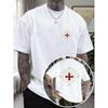 European Size [Printed Design - Not Textured] Templar Knight Themed Short-Sleeve Shirt, Featuring a Vintage Badge Paired with a Classic Cross Emblem