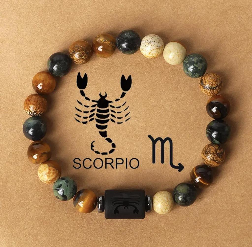 12 Zodiac Sign Natural Stone Beaded Bracelet Vintage Constellation Bracelet Unisex Jewelry Handmade Astrology Lover Accessory