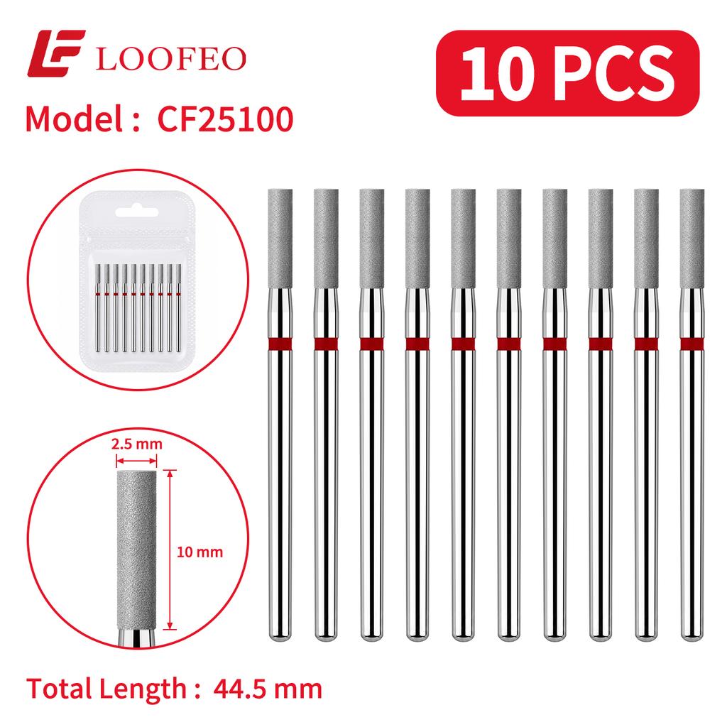 Cylindrical Bit Diamond Nail Drill Bit Set 10Pcs Nail Milling Cutters for Nail Surface Shaping Dead Skin Removal Fine Grinding Nail File Sets Home
