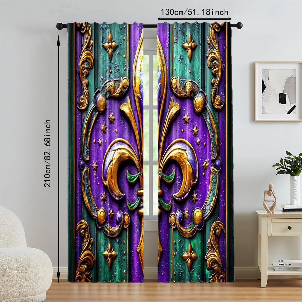 Set Of 2 Versatile Polyester Transparent Curtains Home Decoration Mardi Gras Use Bedrooms Living Rooms Curtain Ideal For Area