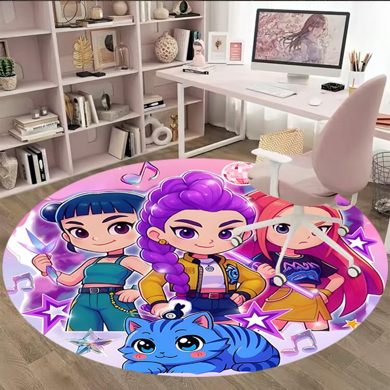 1pc Kpop Team Carpet, Round Rug, Comfortable, Suitable for Entryways, Living Rooms, Office, And Bedrooms, Christmas Decoration