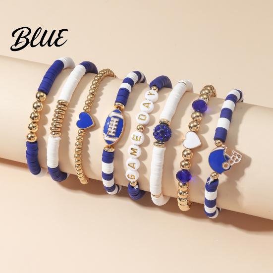 Football Party Accessory Game Day Bracelets Stackable Sports Charm Elasticated