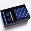 Gift Box Men'S Tie Five-Piece Set, Formal Business 8Cm Striped Black Wedding Groom