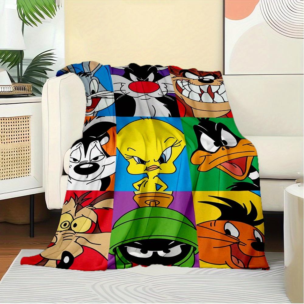 1 Stück Flanell-Kuscheldecke, Cartoon, Looney Tunes Aufdruck, Warme Gemütliche Weiche Decke für Sofa Bett Couch Auto Büro Reise