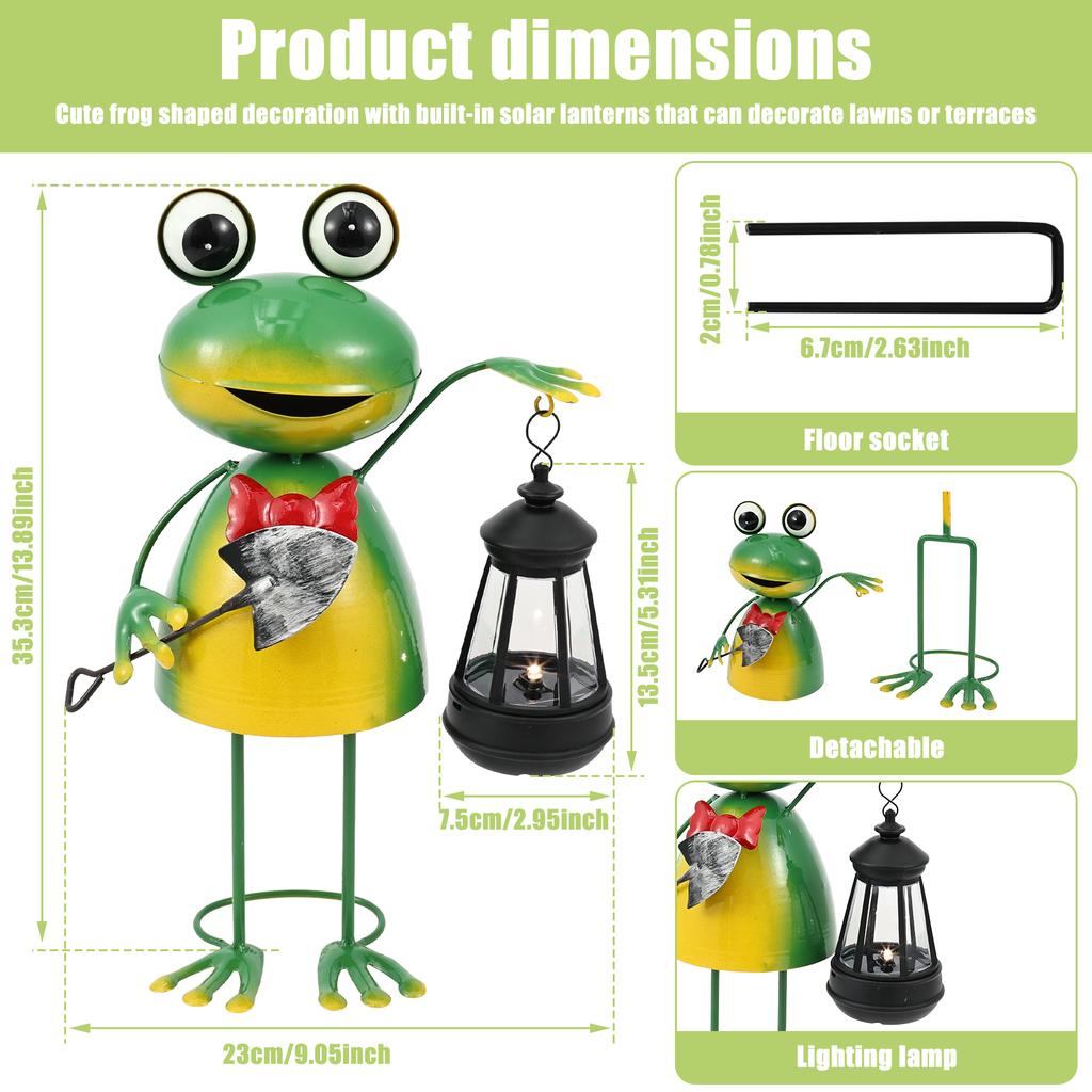 Solar Lights Frog Statue Waterproof Outdoor Solar Frog Garden Sculpture Solar Powered Frog Garden Statues Ornaments for Backyard