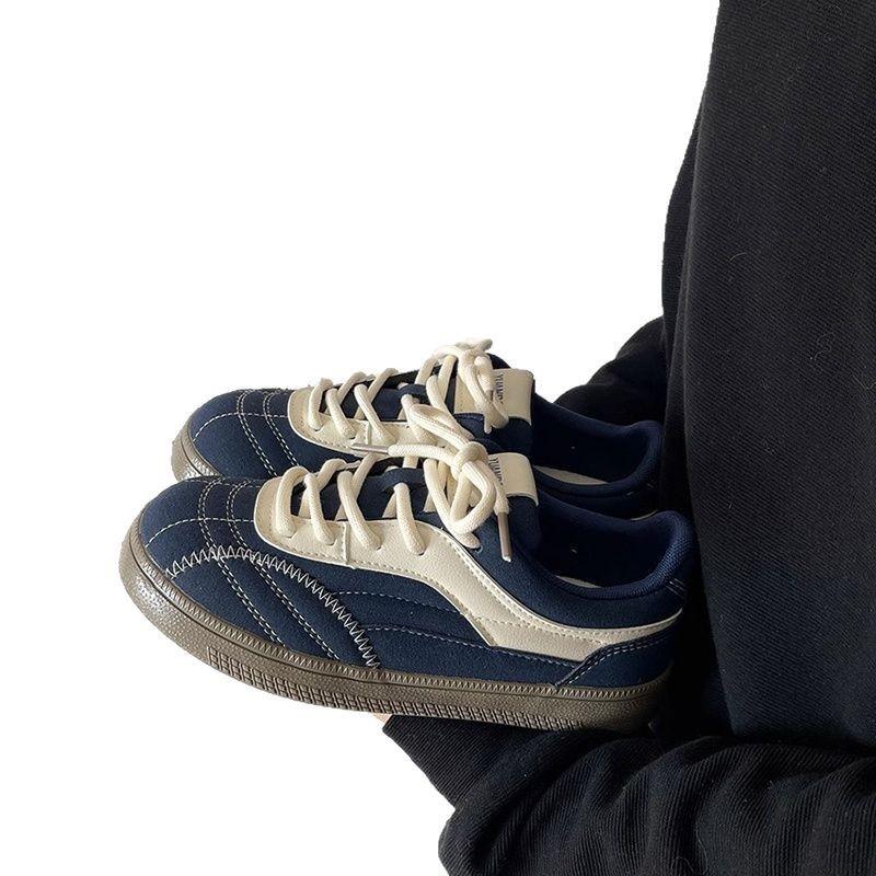 Round Head Shoes Women's Shoes Spring New Retro Board Shoes Niche Non-collision Shoes