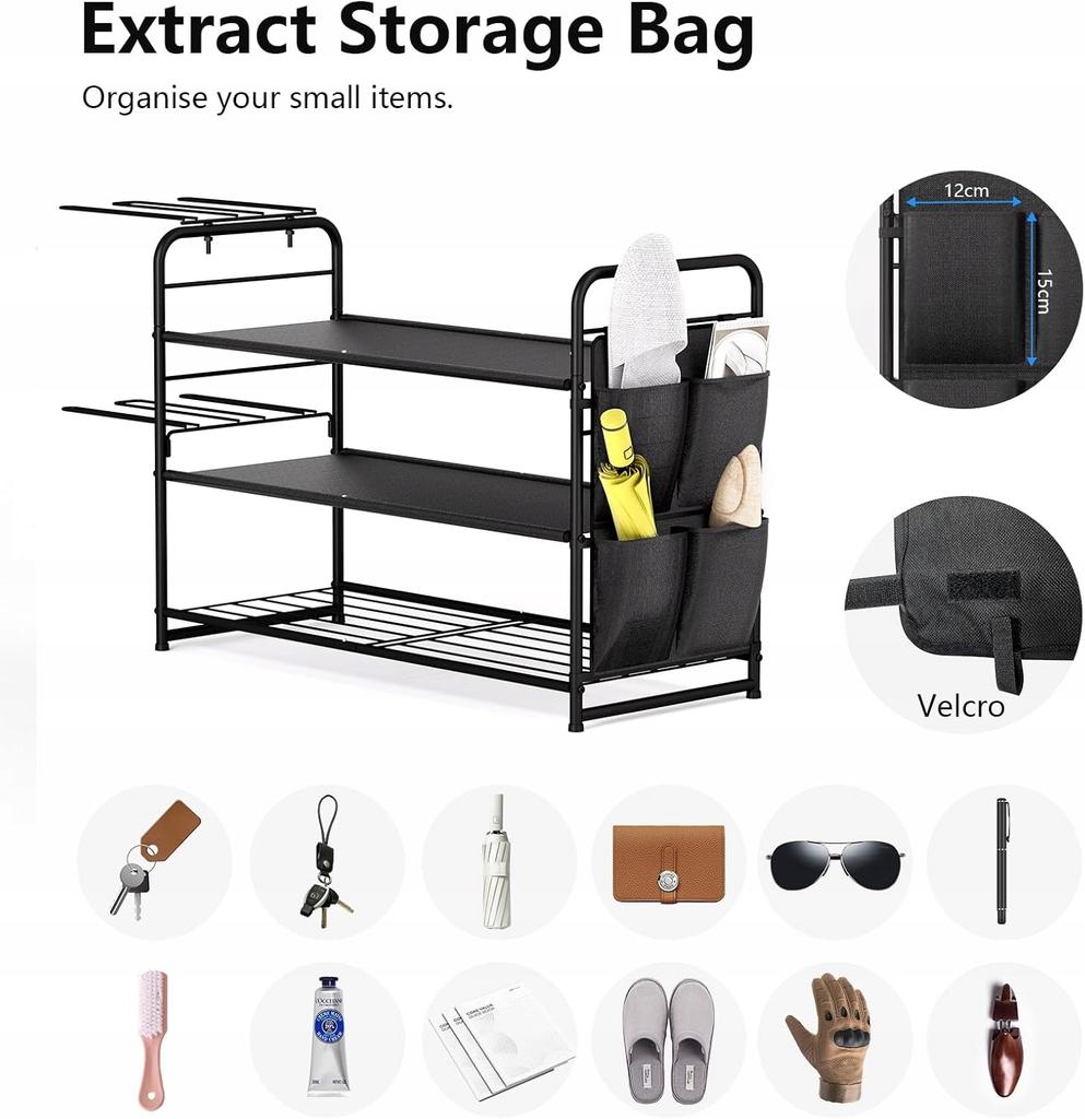 Szafka regał na buty stojak organizer 3 poziomy do garderoby metalowy