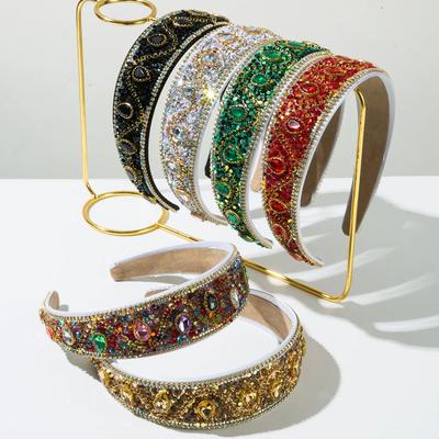 Europejskie i Amerykańskie Trendy Luksusowa Diamentowa Opaska z Szerokim Brzegiem Modna Super Błyszcząca Pełna Diamentowa Opaska do Włosów