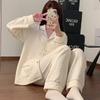 Women's Fall/Winter Thick Cotton Pajama Set - Long Sleeve & Pants