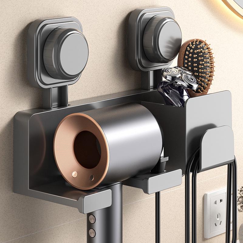Suction Cup Hair Dryer Holder: Punch-Free, Wall-Mounted Bathroom Organizer