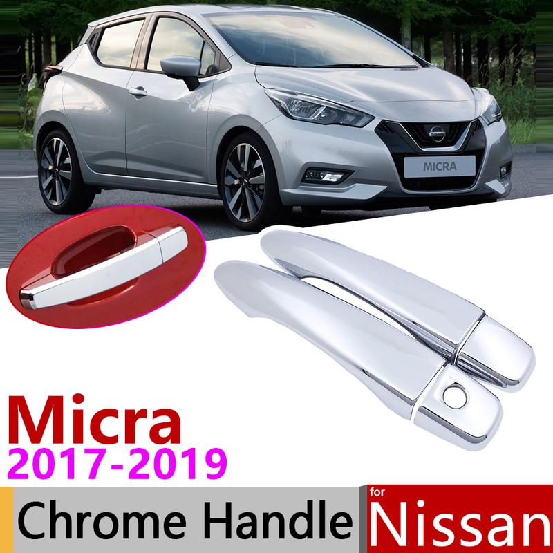 for Nissan Micra K14 2017~ Luxurious Chrome Exterior Door Handle Cover Car Accessories Stickers Trim Set of 2Door 2018