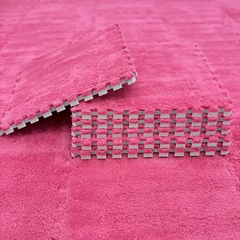 16pcs Soft Anti-Fall Interlocking Floor Mat Square Foam Tile Carpet Children's Puzzle Sports Mat Bedroom Bedside Decoration