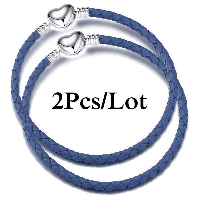 2 szt./partia Specjalna Oferta Skórzane Bransoletki Łańcuszkowe Pasują do Ręcznie Robionych Koralików Bransoletki z Charmsami Dla Par Pulsera Biżuteria Dla Kobiet Mężczyzn Hurtownia