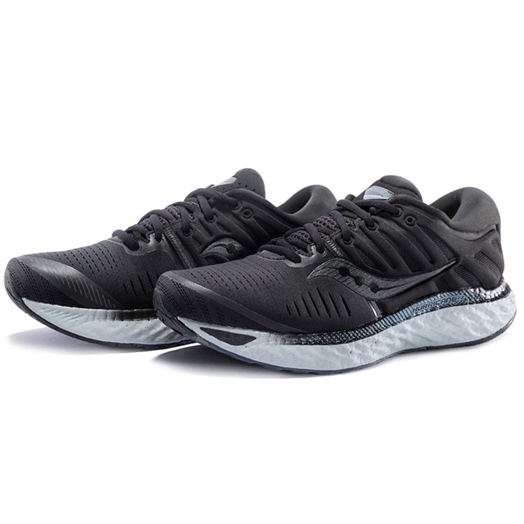 Saucony Hurricane 22 Stability Comfortable Mesh Cushioning Lightweight Slip-Resistant Support Low-Top Running Shoes Men sneaker Black Gray S20544-35