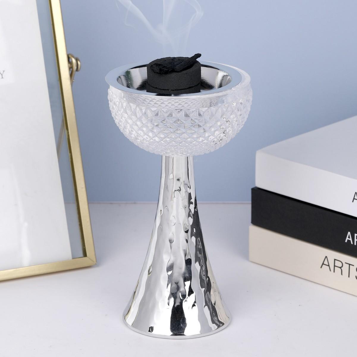 

Modern Minimalist Metal Incense Burner, Semi-Transparent Artistic Censer, Holiday Ambience Home Decor Ornament Gift срібний