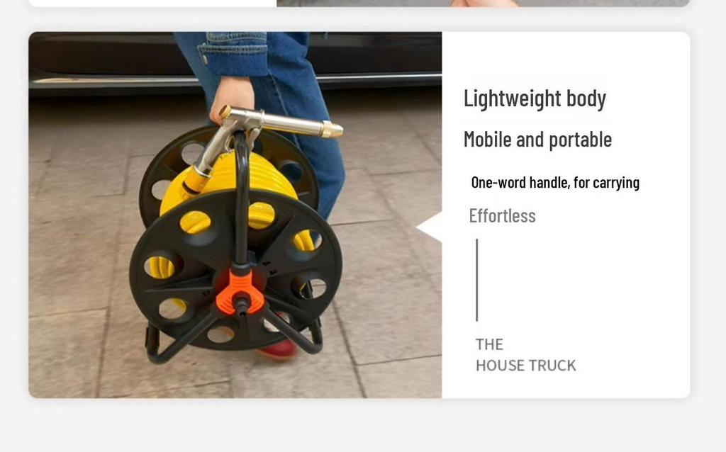 30m Water Hose Reel Cart & Garden Water Gun with 4-Point Storage Rack