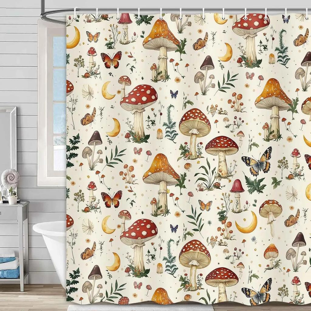 Christmas Tree Shower Curtain Green Trees Snowflake Decorative Bath Curtain Xmas Holiday Waterproof Fabric Bathroom Curtain Se