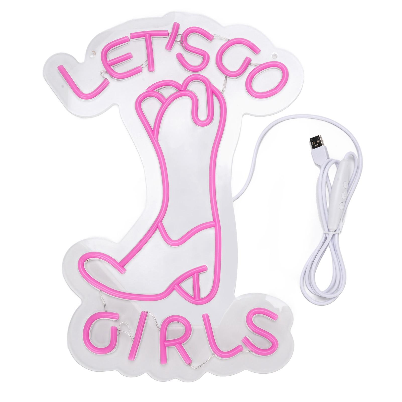 

LED Neon Light Lets Go Girls Boot Sign Wall Decoration for Bachelor Birthday Party Photography Prop