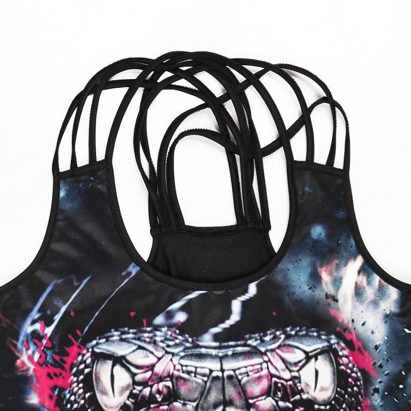 A Halloween women's horror skull digital print vest