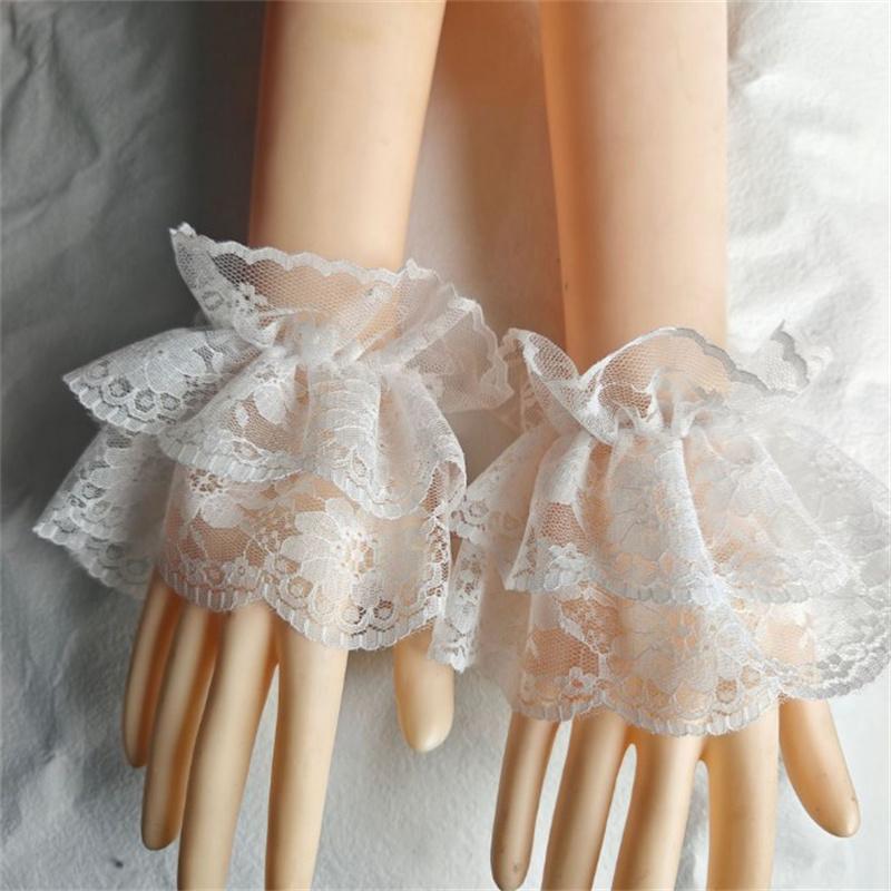 

Японская Лолита Манжеты на запястье с бантом и кружевной отделкой Косплей Горничная Аксессуары для женщин Девушка Вечеринка Украшение для рук Рукав для рук белый
