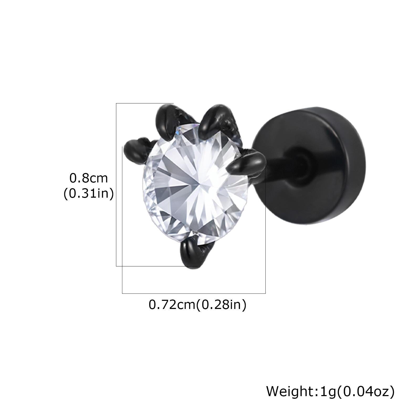 

Punk Gothic Dragon Claw Earring for Men, White Cubic Zircon Stainless Steel Small Stud Earrings, Fashion Piercing Ear Jewelry