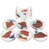 6Pcs Drink Coasters Rack Set Heat Insulation Pine Wood Resin Cup Pad Tabletop Protection(Square
