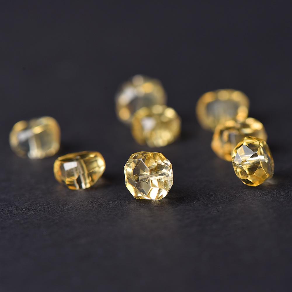 High-Quality Faceted Yellow Citrine Round Beads for DIY Wealth Bracelets & Jewelry