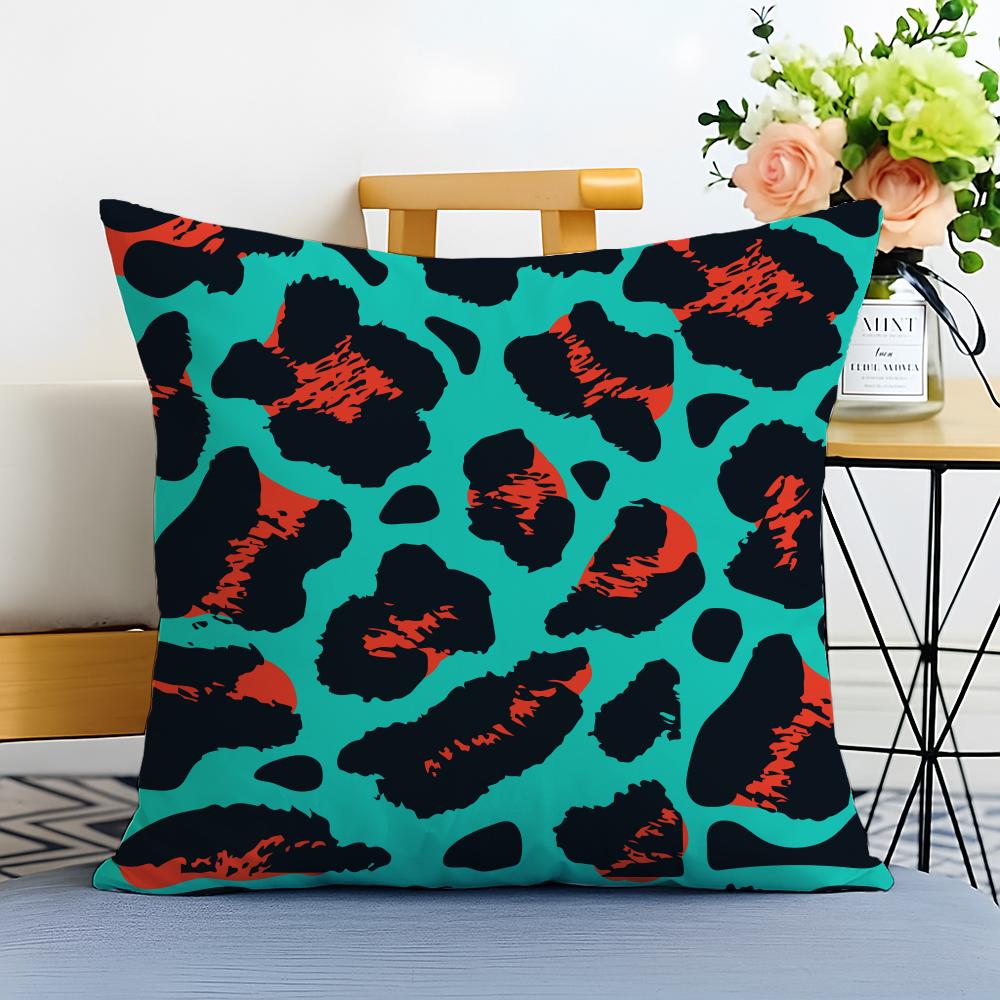 Pattern Trendy Leopard Print Texture Cushion Cover Washable Linen Pillowcase Soft For Sofa Bed Cozy Home Room Decor