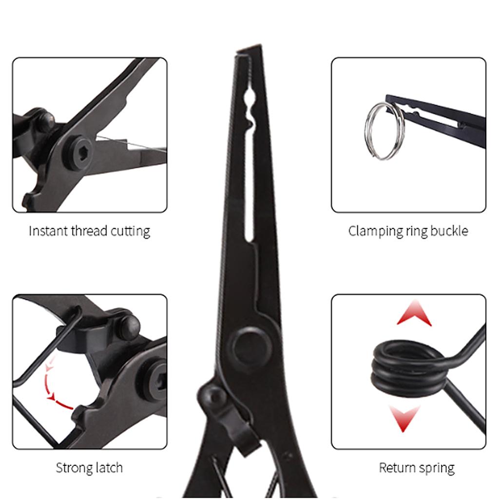 Fish Gripper Fishing Pliers Stainless Steel Fish Lip Gripper with Handle Lanyard Mutifunction Line Cutter Hook Remover