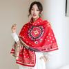 Autumn and Winter New Retro Flower Jacquard Scarf Women's Thickened Imitation Cashmere Warm Scarf Enlarged Shawl Warm Scarf