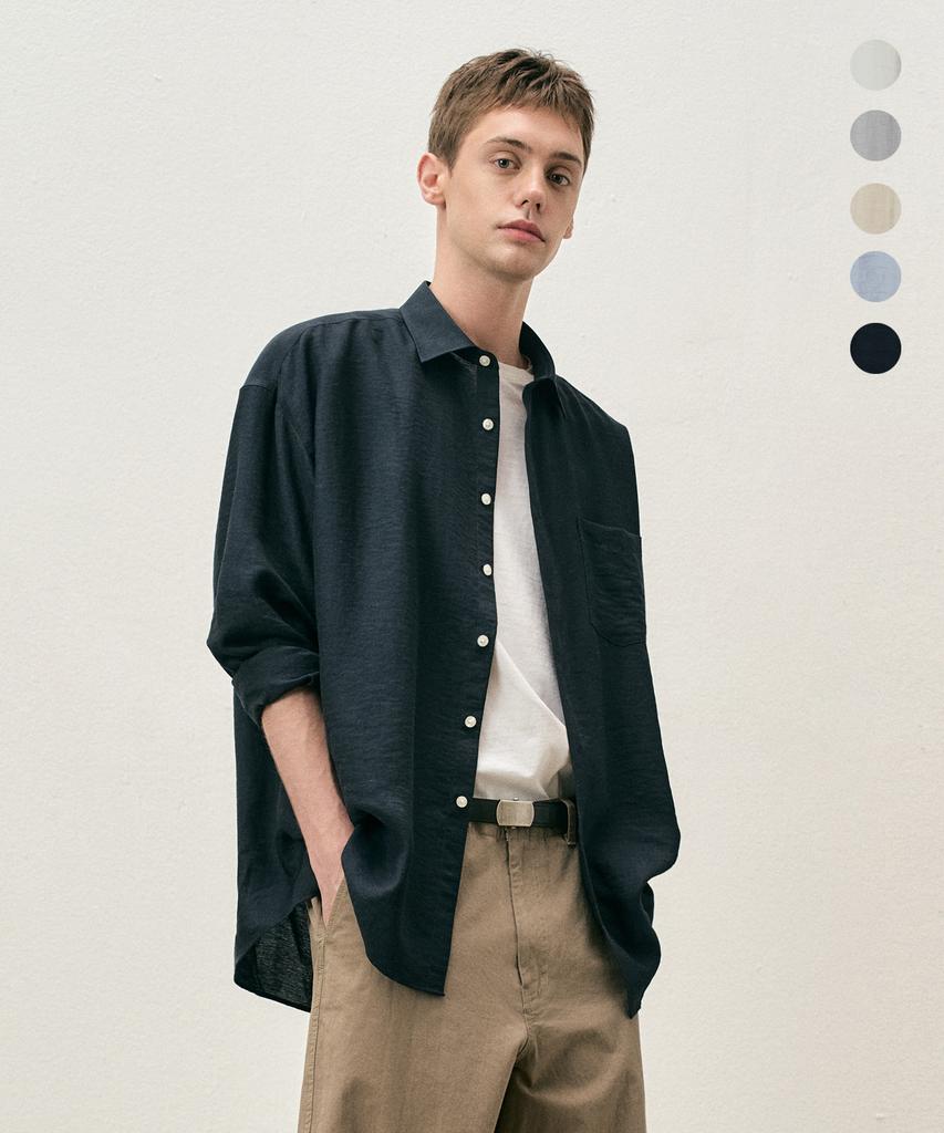 COSTUME O’CLOCK Linen Oversized Long Sleeve Shirt 5 Colors Coossh192