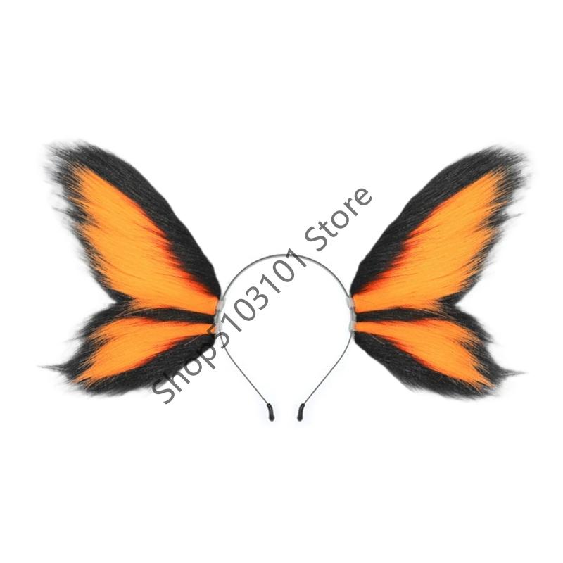 X6HE Adjustable Plush Elf Butterfly Fairies Ear Headpiece For Kids Adult Roleplay Costume Halloween Theme Event Headpiece