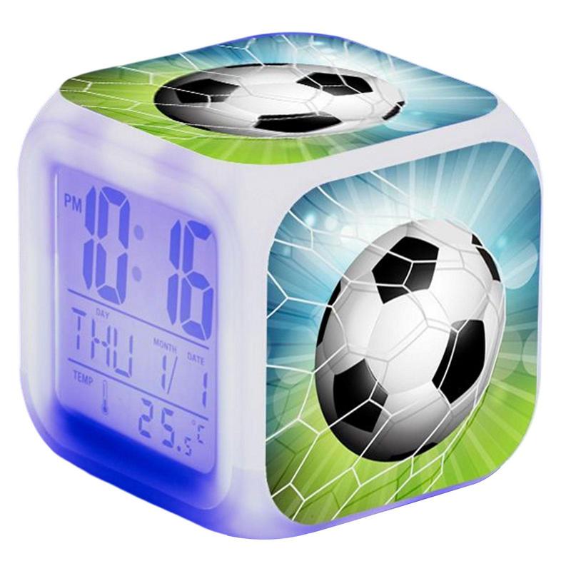 Réveil de Football Numérique Créatif Petit Réveil de Football Avec Lumière LED Réveil de Bureau LED Multifonction Couleur Colorée