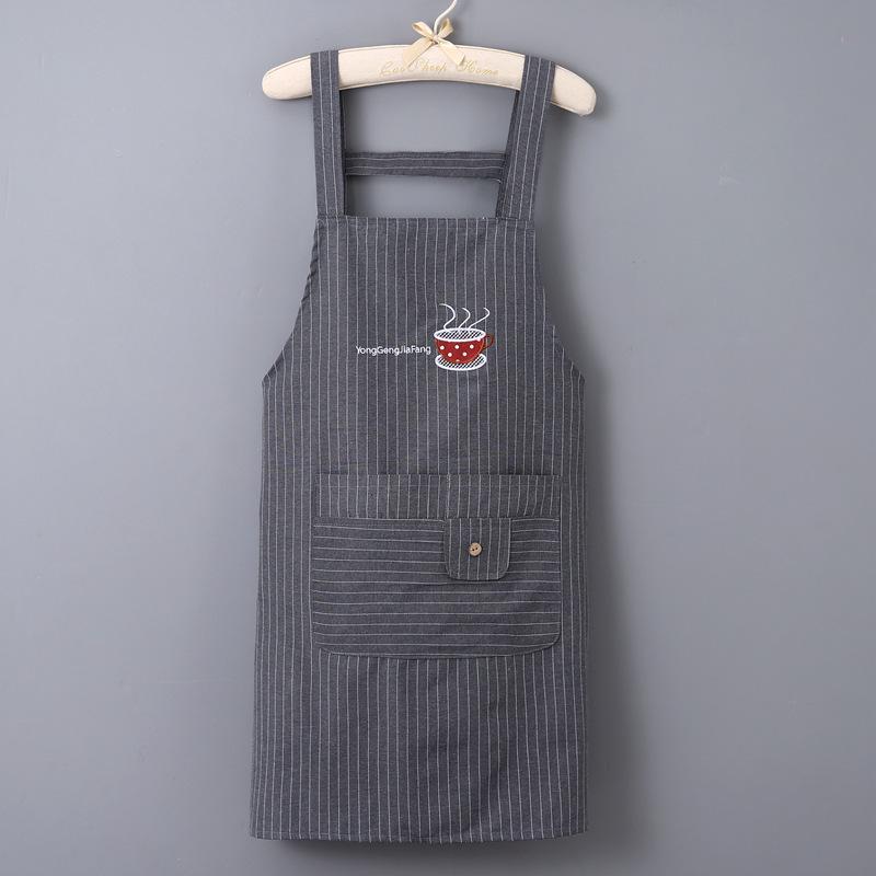 Moderní bavlněná kuchařská zástěra bez rukávů s výšivkou - Odolná proti oleji a skvrnám, Ochrana s dlouhým rukávem pro domácí použití