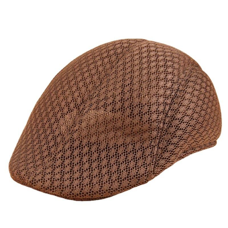 Summer Hollow Breathable Hat Male Middle-aged and Elderly Father Casual Versatile Beret Solid Color Forward Hat
