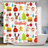 Tu Festive Christmas Shower Curtain Waterproof Holiday Decor Reindeer Snowflakes Pattern Bathroom Backdrop Festive Home Xmas G
