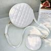 Bag women's new solid color rhombus embroidered messenger small round bag with change small bag fashionable one