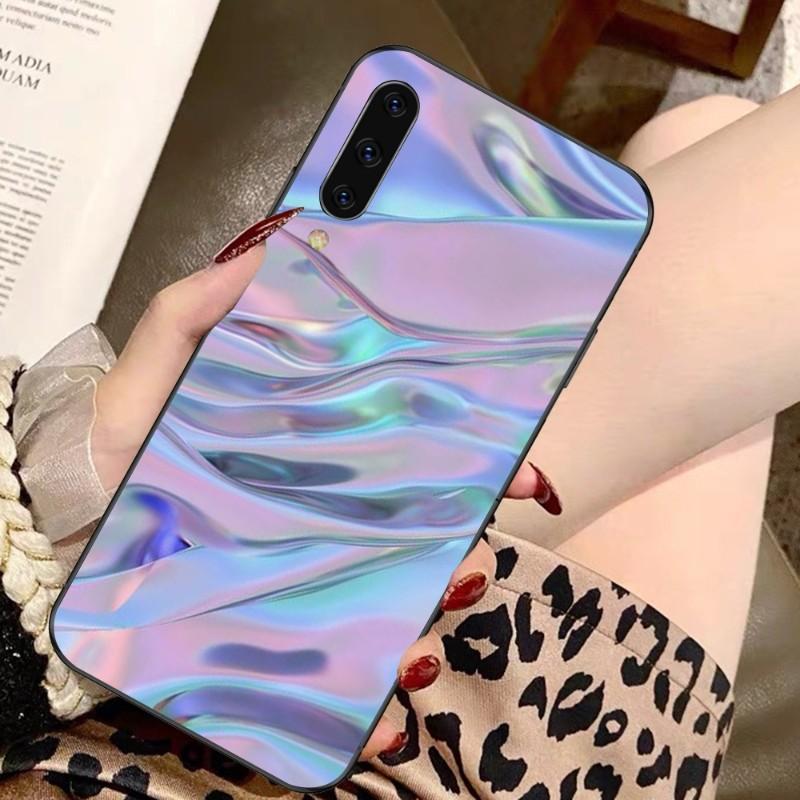 Holographic Colorful Pattern Phone Case For Samsung A91 A81 A73 A72 A71 A30S A20 A12 A13 A52 A53 4G 5G Soft Black Phone Cover
