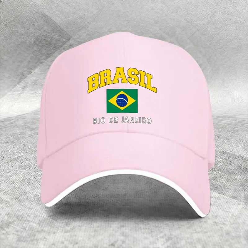 1Pc, Adjustable Sandwich Baseball Cap With Brazilian Flag And Rio De Janeiro Print, Lightweight Printed Women'S Hat, Simple