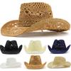 1Pc Wide Brim Western Cowboy Hat Sun Protection Jazz Hat Fashion Straw Cap Outdoor