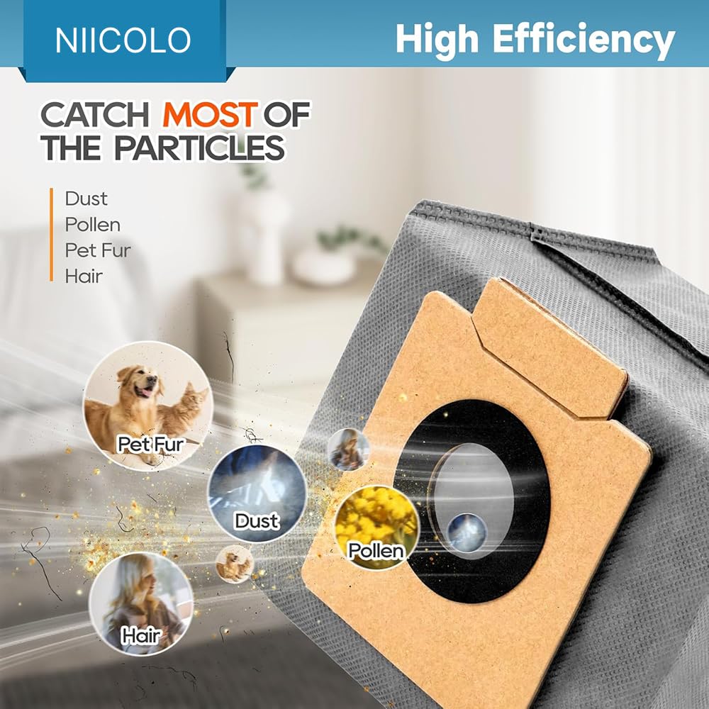Replacement Dust Bags for NIICOLO Eufy X8 Pro / X10 Pro Omni Robot Vacuum Cleaner (10-Pack)