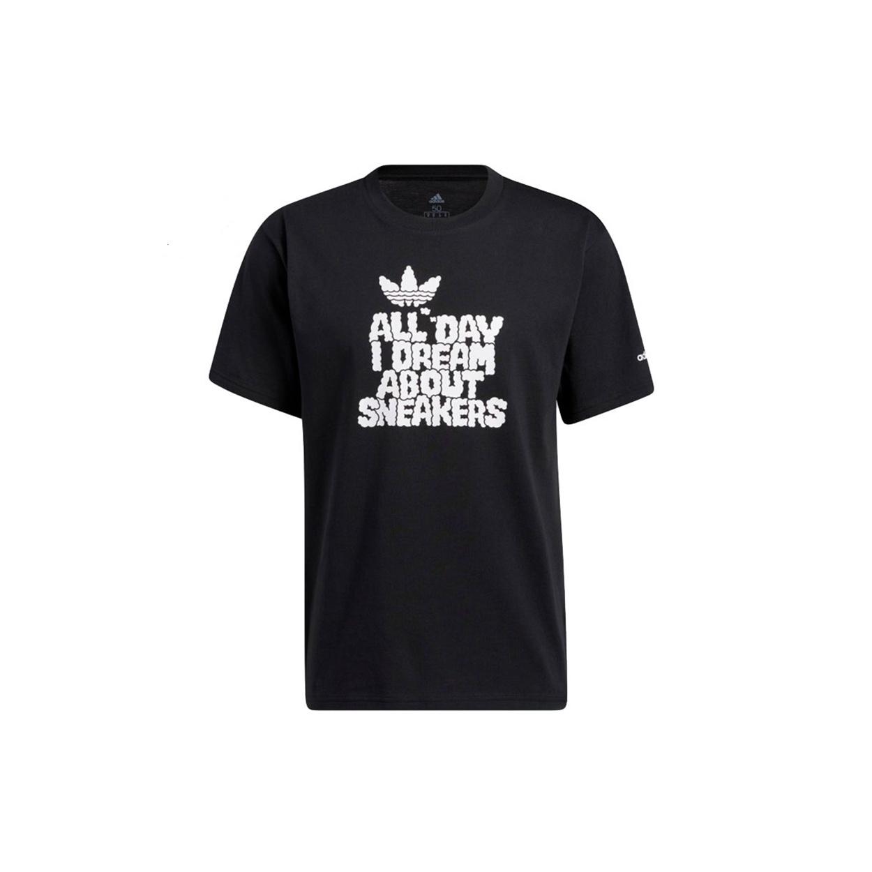 adidas originals Funny Alphabet Printing Sports Round Neck Short Sleeve Black Men s H16236 XL