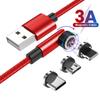 540° Magnetic 3A Fast Charging 7-Pin USB-C/Android Data Cable with Rotating Elbow
