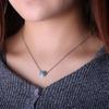KELITCH Fashion Women's Choker Necklace Synthetic Opal Oval Pendant (16-18 inch) Chain (Blue)