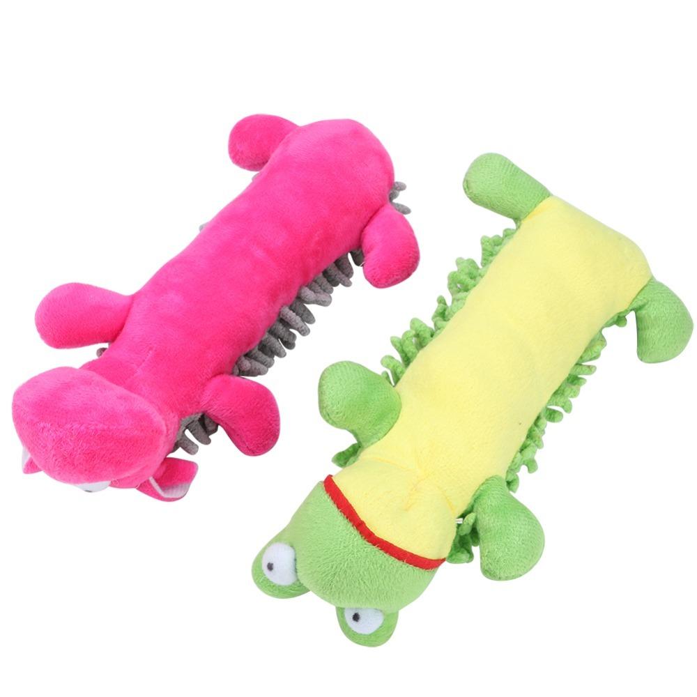 2 pcs Hippo Shape Squeaky Dog Toy Mop Fleece Interactive Dog Toy Dog Plush Toy Teeth Grinding