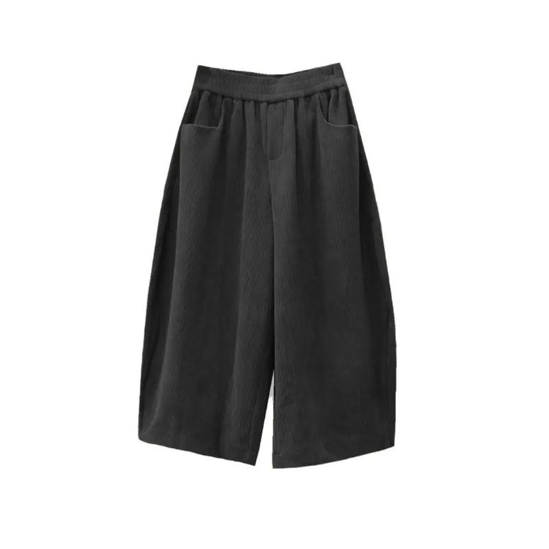 Vintage Solide Elastische Taille Haremshose Damenmode Schlichtheit Tasche Locker Hohe Taille Hose Lässige Pumphose Damenhose